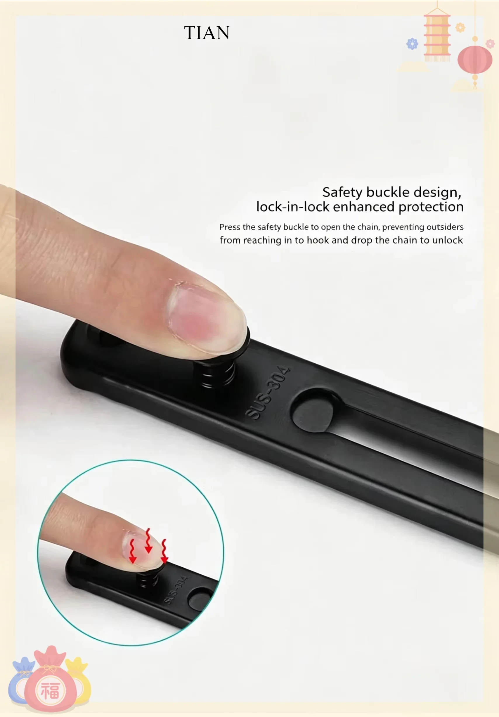 TIAN   Chain Door Guard Lock S - Security Chain Door review and price